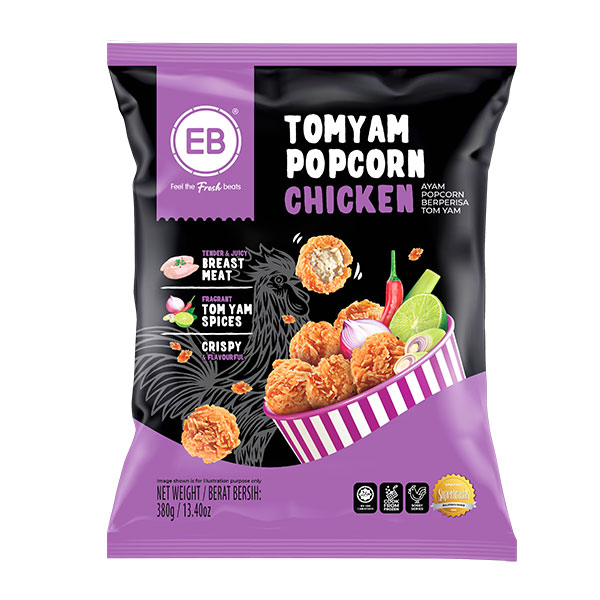 C018EB Tomyam Popcorn Chicken 东炎炸鸡肉粒 (380g)